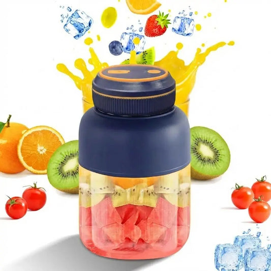 Portable Usb-Rechargeable Kitchen Fruit Juicer Blender Cup - Plastic & Metal Household Multifunctional Smoothie Maker, Summer Home Essential with Safety Lock Precautions (Tighten Lid before Use)