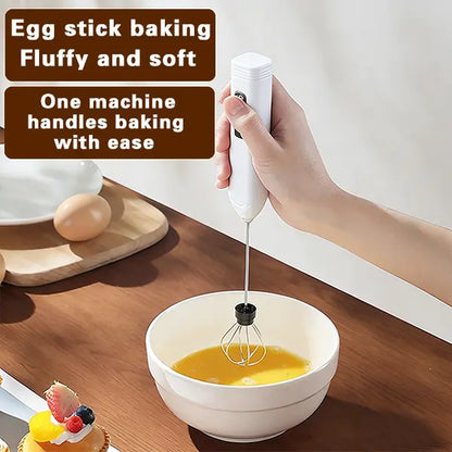 Rechargeable Electric Handheld Milk Frother with Dual Spring Whisk and Adjustable Speed Settings - Compact USB-C Stainless Steel Mixer for Coffee, Protein Shakes, and Milkshakes