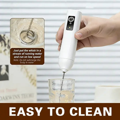 Rechargeable Electric Handheld Milk Frother with Dual Spring Whisk and Adjustable Speed Settings - Compact USB-C Stainless Steel Mixer for Coffee, Protein Shakes, and Milkshakes