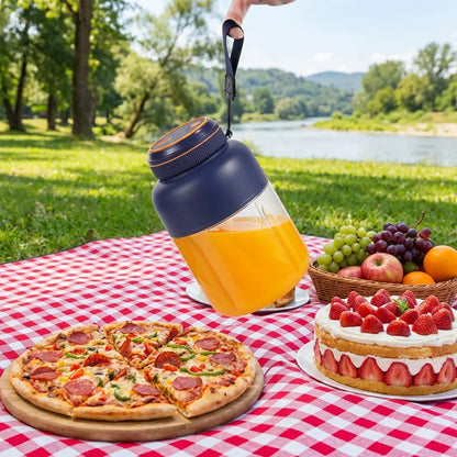 Portable Usb-Rechargeable Kitchen Fruit Juicer Blender Cup - Plastic & Metal Household Multifunctional Smoothie Maker, Summer Home Essential with Safety Lock Precautions (Tighten Lid before Use)